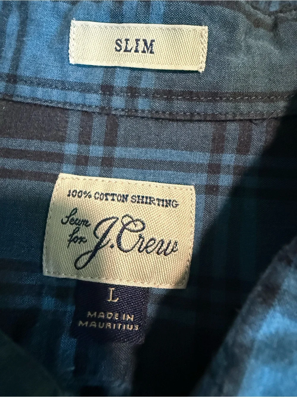J.Crew Slim Fit Blue Green Plaid Button Down Shirt Large